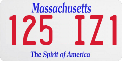 MA license plate 125IZ1