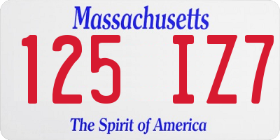 MA license plate 125IZ7
