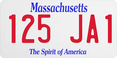 MA license plate 125JA1