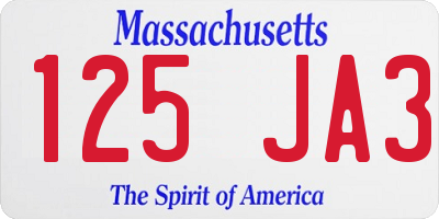 MA license plate 125JA3