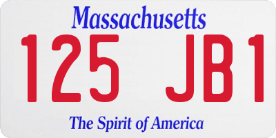 MA license plate 125JB1