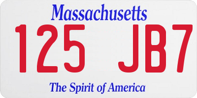 MA license plate 125JB7