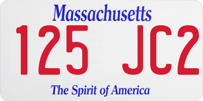 MA license plate 125JC2
