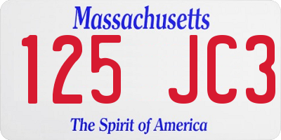 MA license plate 125JC3