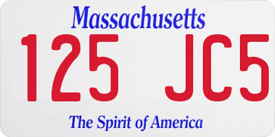 MA license plate 125JC5