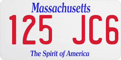 MA license plate 125JC6