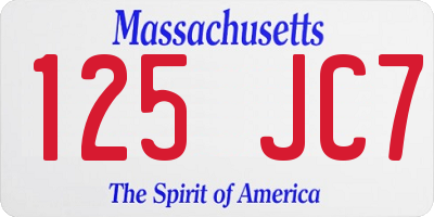 MA license plate 125JC7