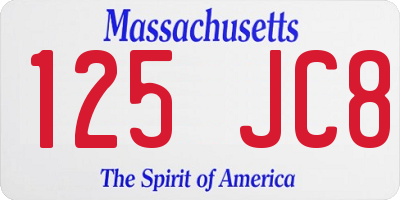 MA license plate 125JC8