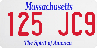 MA license plate 125JC9