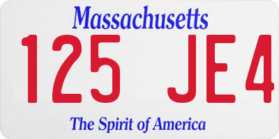 MA license plate 125JE4