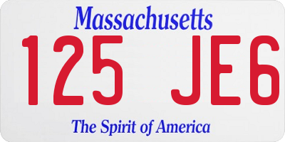 MA license plate 125JE6