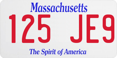 MA license plate 125JE9