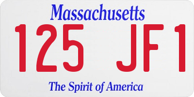 MA license plate 125JF1