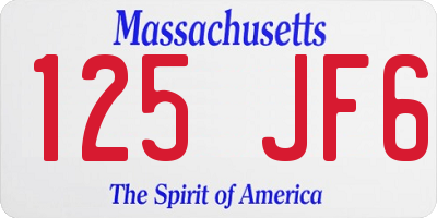 MA license plate 125JF6