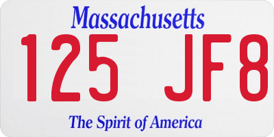 MA license plate 125JF8