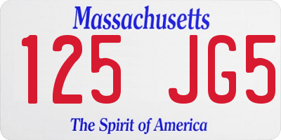 MA license plate 125JG5