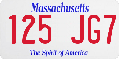MA license plate 125JG7