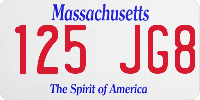 MA license plate 125JG8