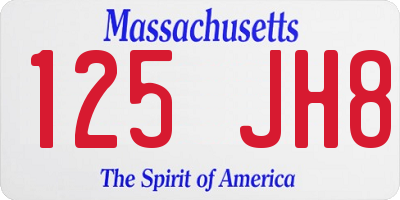 MA license plate 125JH8