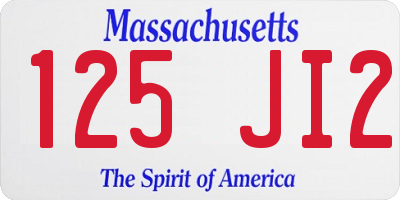 MA license plate 125JI2