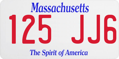 MA license plate 125JJ6