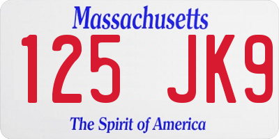 MA license plate 125JK9