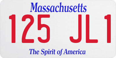MA license plate 125JL1