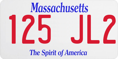 MA license plate 125JL2