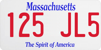 MA license plate 125JL5