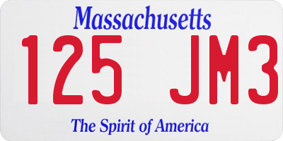 MA license plate 125JM3