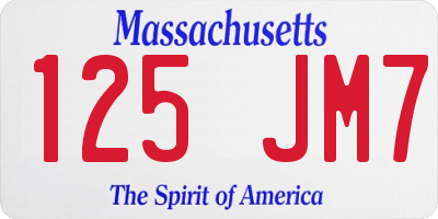 MA license plate 125JM7