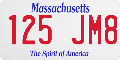 MA license plate 125JM8