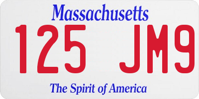 MA license plate 125JM9