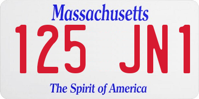 MA license plate 125JN1