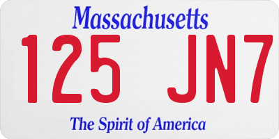 MA license plate 125JN7