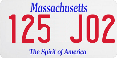 MA license plate 125JO2