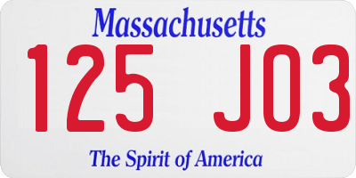 MA license plate 125JO3