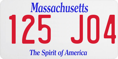 MA license plate 125JO4