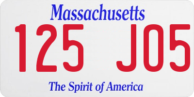 MA license plate 125JO5