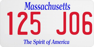 MA license plate 125JO6