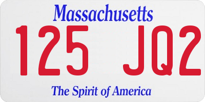 MA license plate 125JQ2