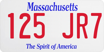 MA license plate 125JR7