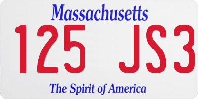 MA license plate 125JS3
