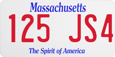 MA license plate 125JS4