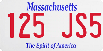 MA license plate 125JS5