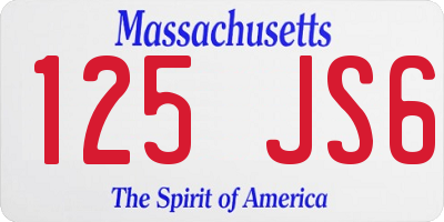 MA license plate 125JS6