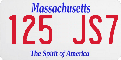 MA license plate 125JS7