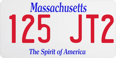 MA license plate 125JT2