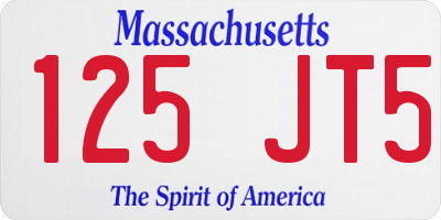MA license plate 125JT5