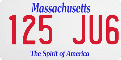 MA license plate 125JU6